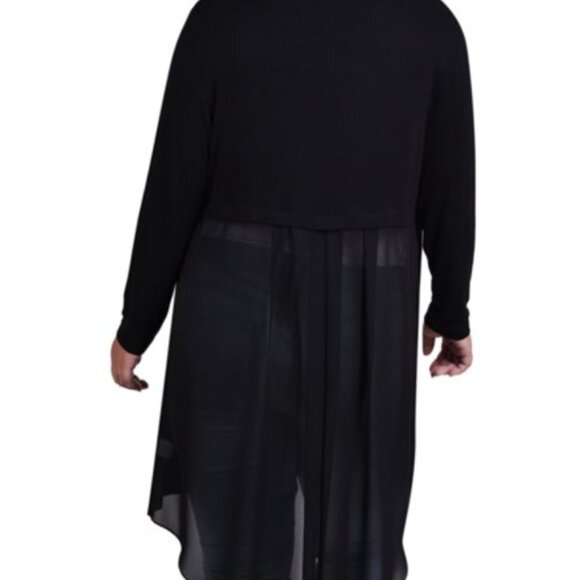 New Camile & Co. Long Sleeve Knit Cardigan With Chiffon Back - Picture 3 of 4